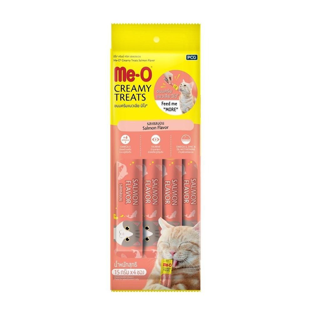 มีโอ ขนมแมวเลีย รสแซลมอน 15 กรัม 4 ชิ้น MEO CREAMY TREATS SALMON 15 G