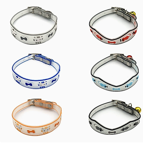 AL-6400 ปลอกคอสัตว์เลี้ยง หมาแมว ปลอกคอพาสติกเรืองแสงได้ กันน้ํา ลายหน้าแมว น่ารัก