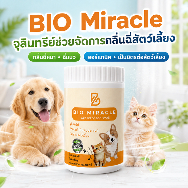 BIO Miracle ไบโอมิราเคิล จุลินทรีย์ดับกลิ่นไม่พึงประสงค์ กําจัดกลิ่นฉี่หมาแมว คราบปัสสาว
