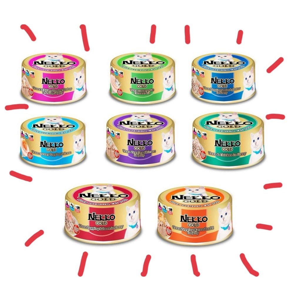 Nekko Gold กระป๋อง แพ็ค 12 กระป๋อง อาหารเปียกแมวโต ขนาด 85 กรัม ล็อตใหม่