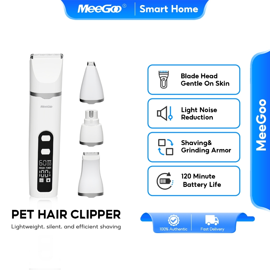 MeeGoo เครื่องตัดขนสัตว์เลี้ยง Pet Trimmer แบบไร้สาย เสียงเบา สําหรับสัตว์เลี้ยง แมว สุนัข