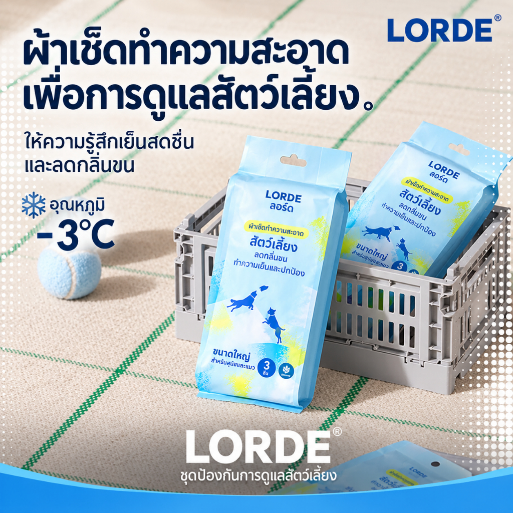 LORDE สัตว์เลี้ยง Cooling เนื้อเยื่อ Bacteriostatic ทนความร้อน Refreshing Clean Hygienic แบบพกพาเหมาะสําหรับแมวและสุนัข