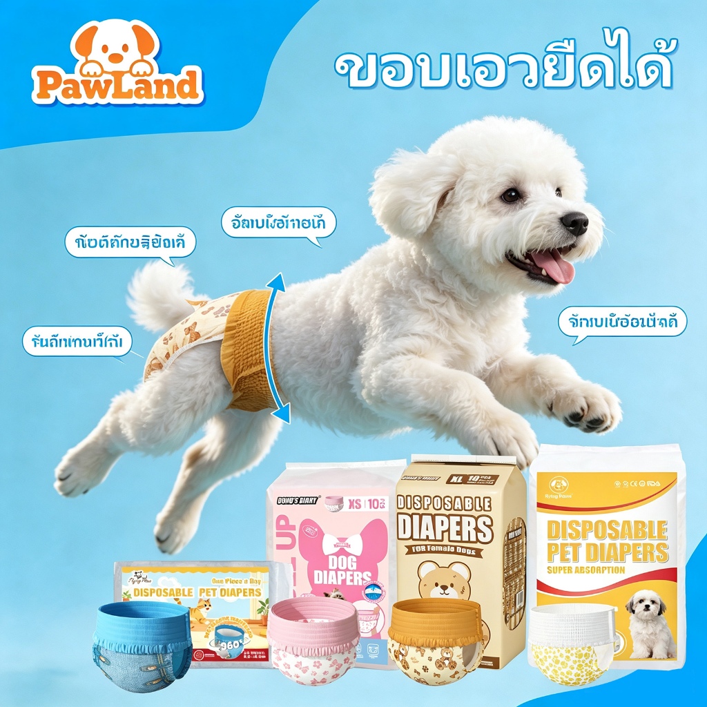 Dono's Diary ผ้าอ้อมสําเร็จรูปแบบดูดซับ สําหรับสุนัขขนาดเล็ก Cats Secure Leak Proof Fit for Females & Males ผ้าอ้อม