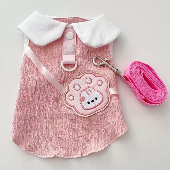 ขายร้อน] สัตว์เลี้ยงน่ารักตุ๊กตาปกเสื้อกั๊กบางสามารถฉุดสุนัขแมวเสื้อผ้า
