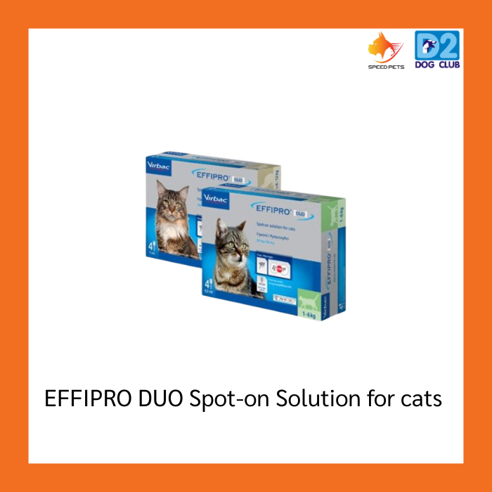 Virbac EFFIPRO DUO Spot-on Solution for cats ยาหยอดแมว ยาหยอดหมัดแมว เห็บ หมัด แมว สําหรับแมว บรรจุ 4 หลอด ( 1 กล่อง )