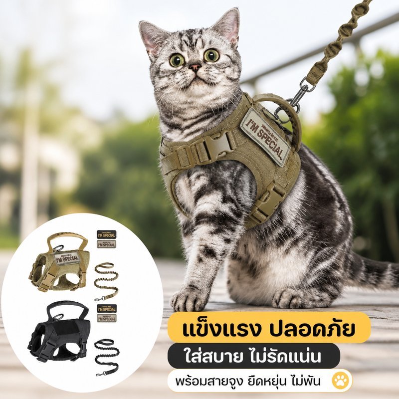 สายจูงแมว แบบเสื้อกั๊ก ระบายอากาศ ปรับคออกได้ น้ําหนักเบา ปลอดภัย สําหรับแมวเล็ก พาเดินนอกบ้าน