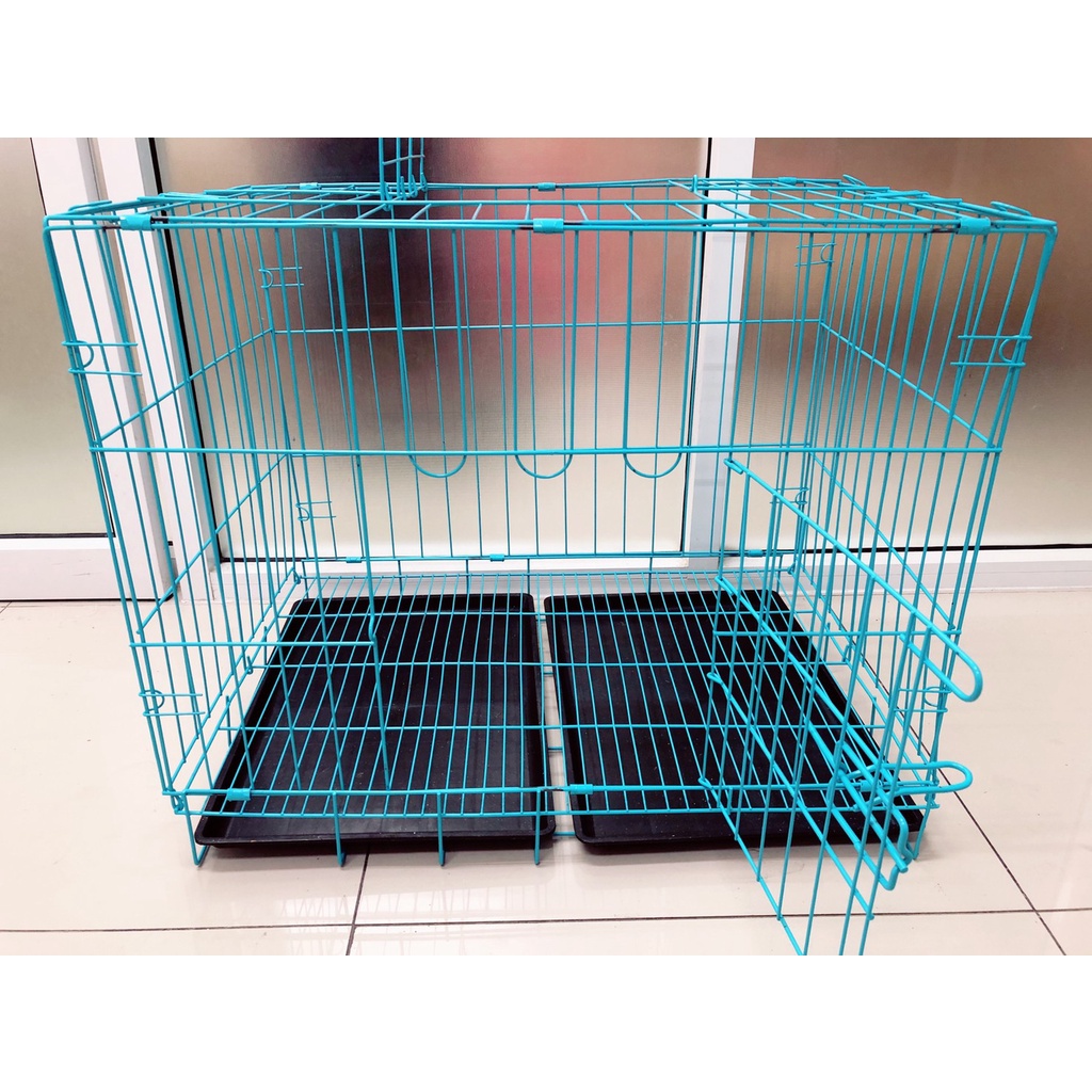 กรงสุนัข กรงแมว กรงสัตว์เลี้ยง สามารถเปิดได้ฝาบน มี2ถาด สีดํา ขนาด 70*50*60 CM