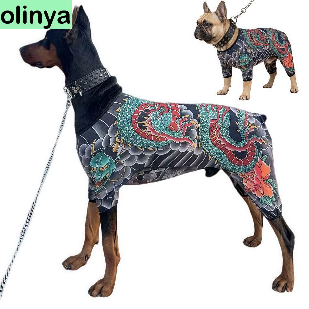 OLINYA เสื้อกั๊กสักสัตว์เลี้ยง, เสื้อสักสุนัขแมวระบายอากาศตลก, ความคิดสร้างสรรค์ปิดกระชับเหมือนจริงเสื้อผ้าสัตว์เลี้ยงเย็นสําหรับสัตว์เลี้ยง S ถึง 6XL