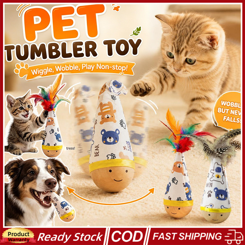 Cat Tumbler ของเล่น PET Interactive Self-Rocking ของเล่นทนทานกัด Feather Teaser Wand Energy Release ลูกแมว Chew Scratch สัตว์เลี้ยง Interactive Play ของเล่น
