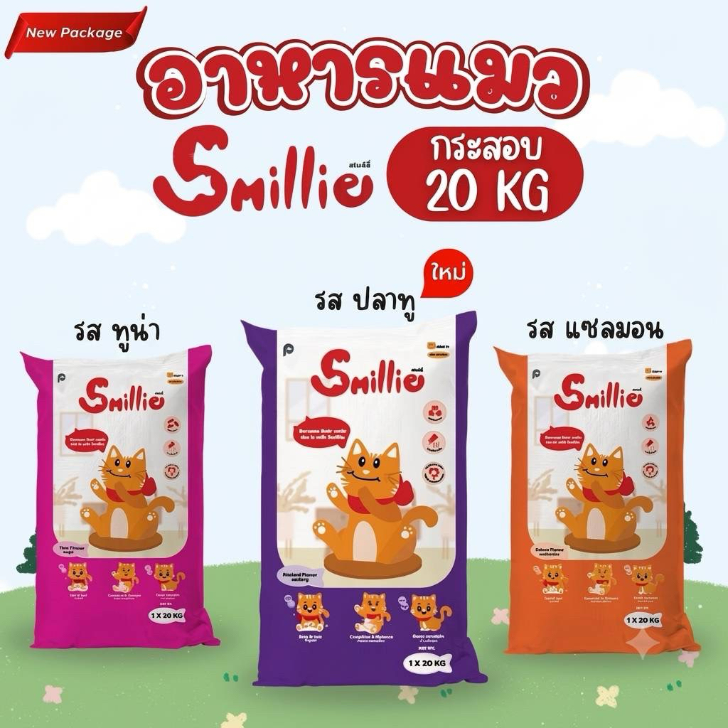 ยกกระสอบSmillieสไมล์ลี่อาหารแมว20kg(กระสอบ)