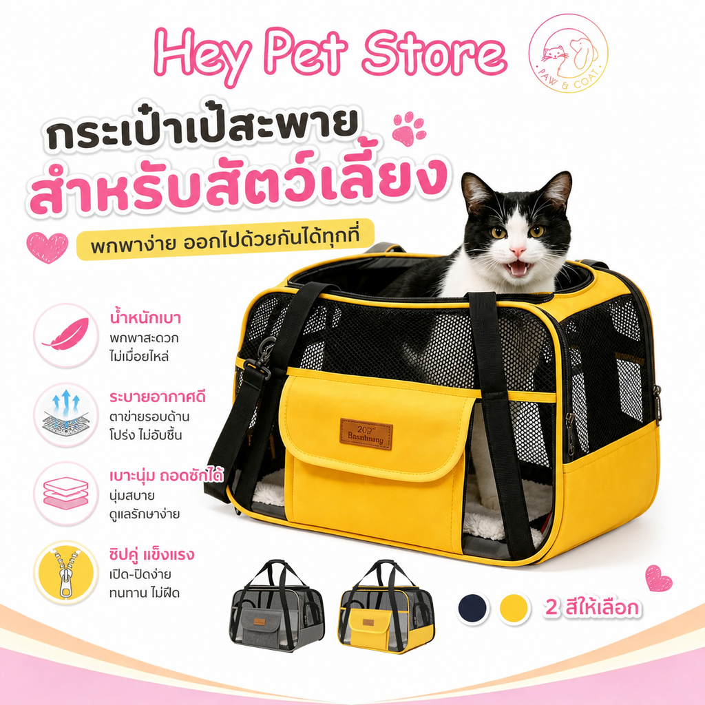 กระเป๋าถือสัตว์เลี้ยง เป้สะพายหลังสัตว์เลี้ยง กระเป๋าแมวแบบพกพาสําหรับการออกไปข้างนอก พับเก็บได้ ระบายอากาศได้
