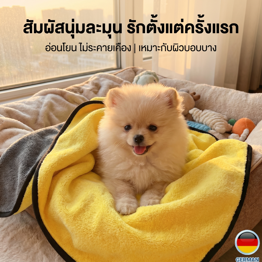 ชุดสุดคุ้ม 4 ผืน (ซื้อ 3 แถม 1) ผ้าเช็ดตัวแมว ผ้าเช็ดตัวสุนัข 60x30cm ซักง่าย แห้งไว ไม่เป็นขุย