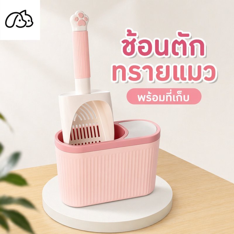 ที่ตักทรายแมว พร้อมถังในตัว แขวนผนัง ล้างง่าย น้ําหนักเบา ประหยัดพื้นที่ อุปกรณ์ทําความสะอาดแมว