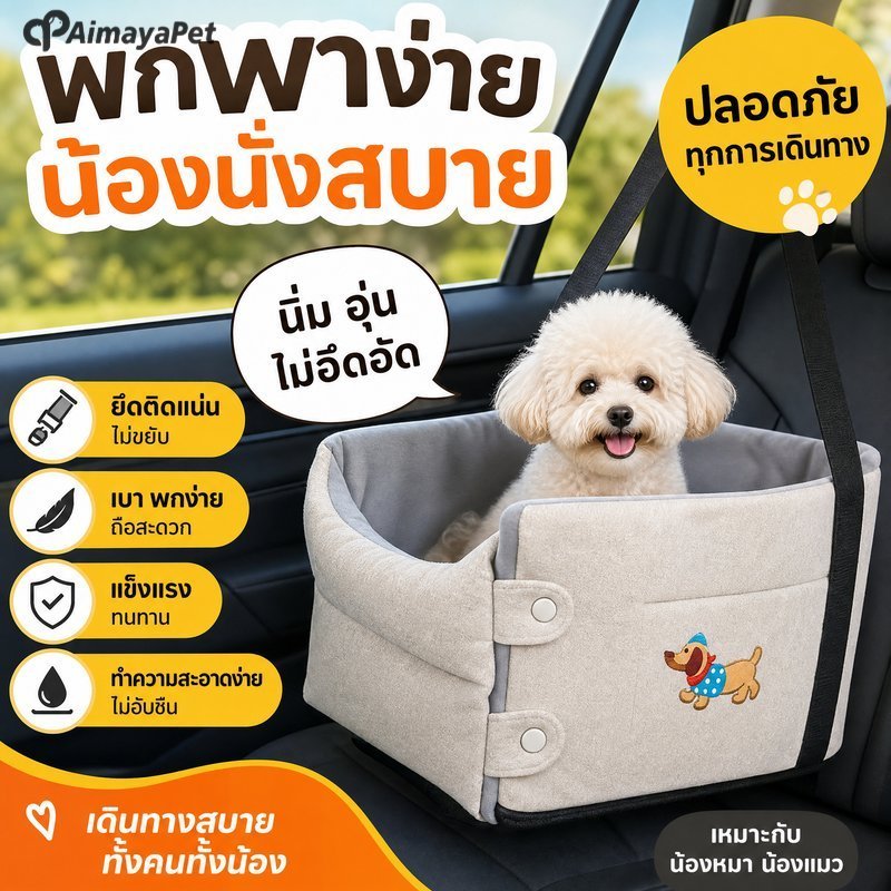 กระเป๋าใส่แมว คาร์ซีทแมว กระเป๋าใส่หมาเล็ก พกพา ระบายอากาศ เบาะรถยนต์ ปลอดภัย ถอดซักง่าย