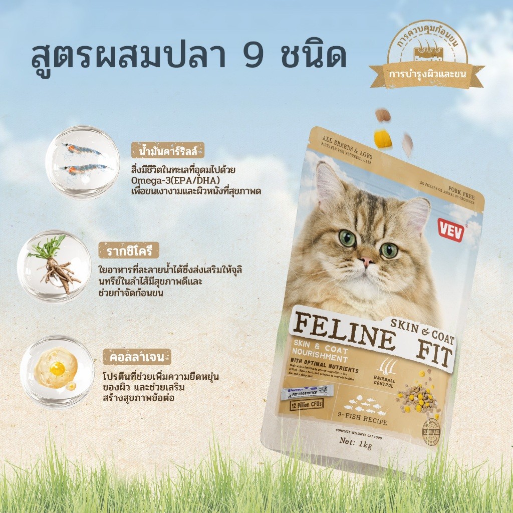 VEV อาหารแมวบัซซ์ 1 kg. Premium Cat Food Gluten Free