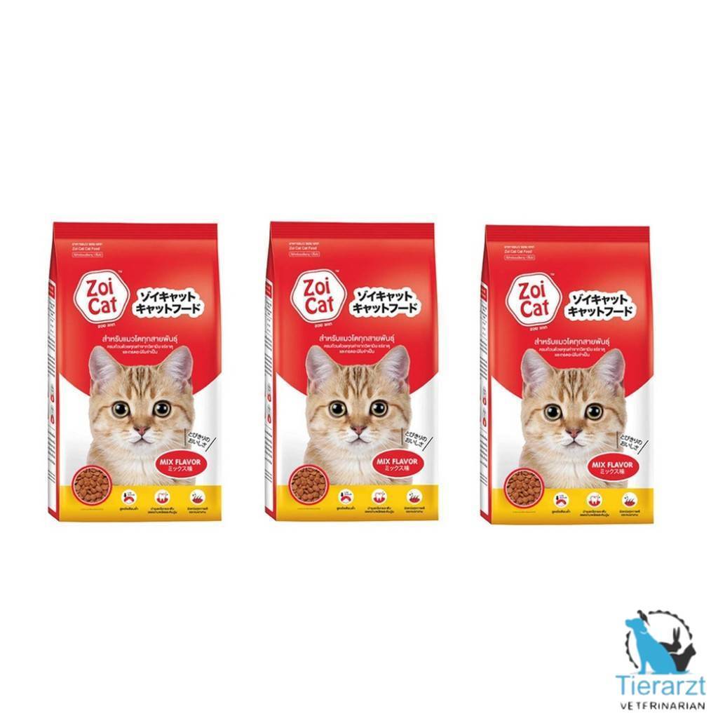 3 ถุง Cat Food อาหารแมวโต ทุกสายพันธุ์ รวมรส ขนาด 1 Kg...++.【Zoi cat / Catty cat