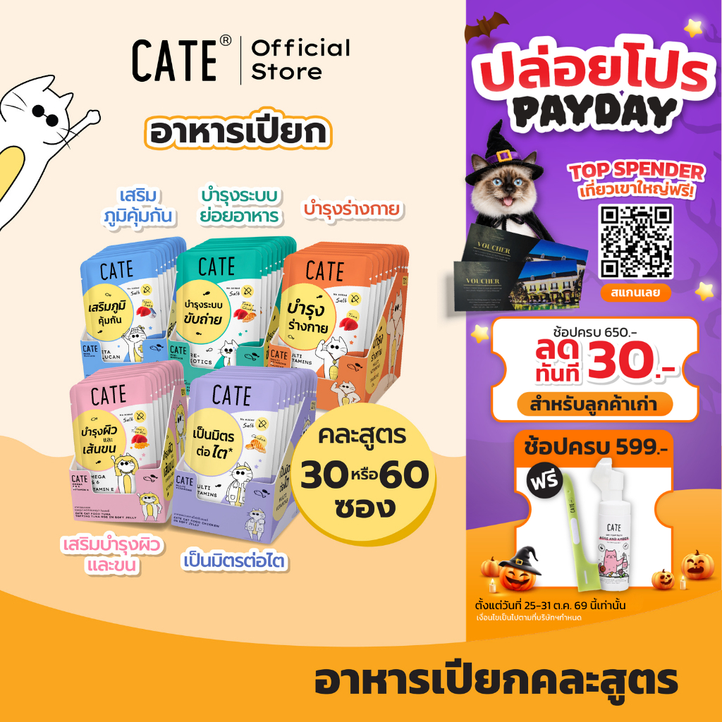 คละสูตรสุดคุ้ม) CATE เคท อาหารเปียกแมว สูตรพรีไบโอติก เสริมภูมิคุ้มกัน บํารุงขน บํารุงร่างกาย เป็นมิตรต่อไต ไม่เติมเกลือ