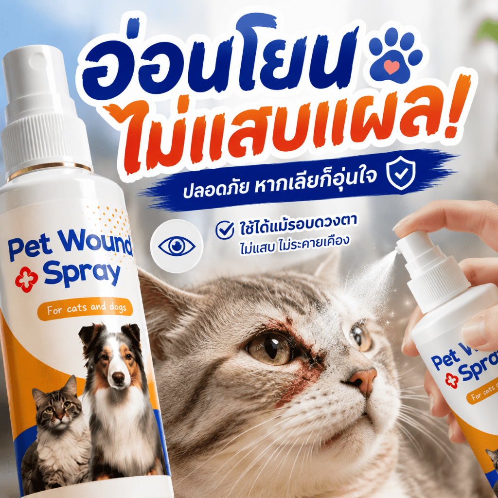 สเปรย์สมานแผลสัตว์เลี้ยง🐶 SA สเปรย์พ่นแผล แผลแห้งไว ฆ่าเชื้อแบคทีเรีย สูตรนาโน สําหรับหมาแมว ปลอดภัยเลียได้
