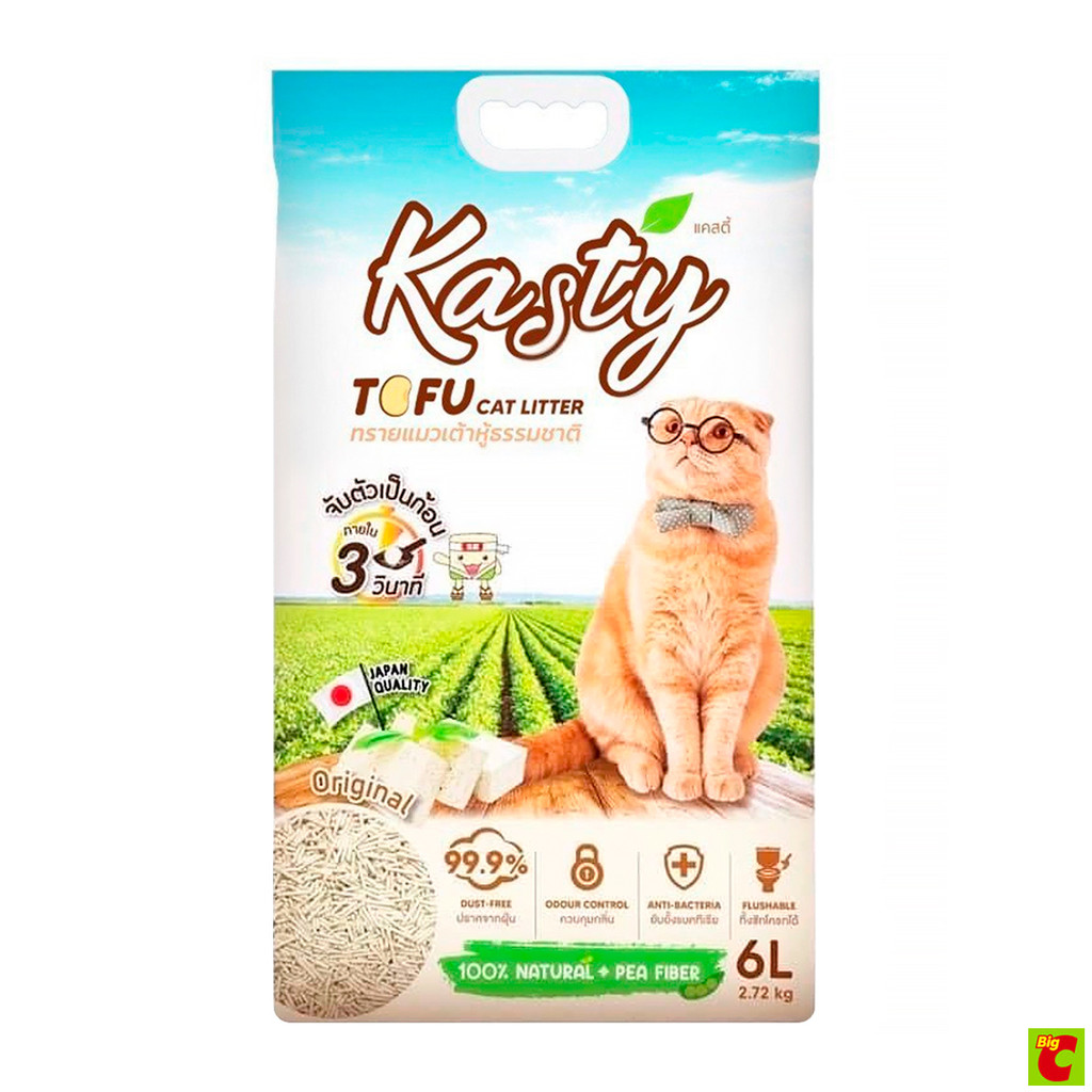 แคสตี้ ทรายแมวเต้าหู้ธรรมชาติ สูตรออริจินอล 6 ลิตร