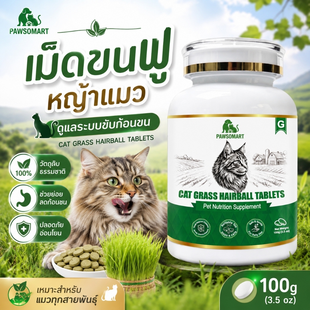 ขับก้อนขนแมว ขนมเคี้ยวขับก้อนขนแมว ลดปัญหาแมวอ้วกขน อร่อย ทานง่าย 100g