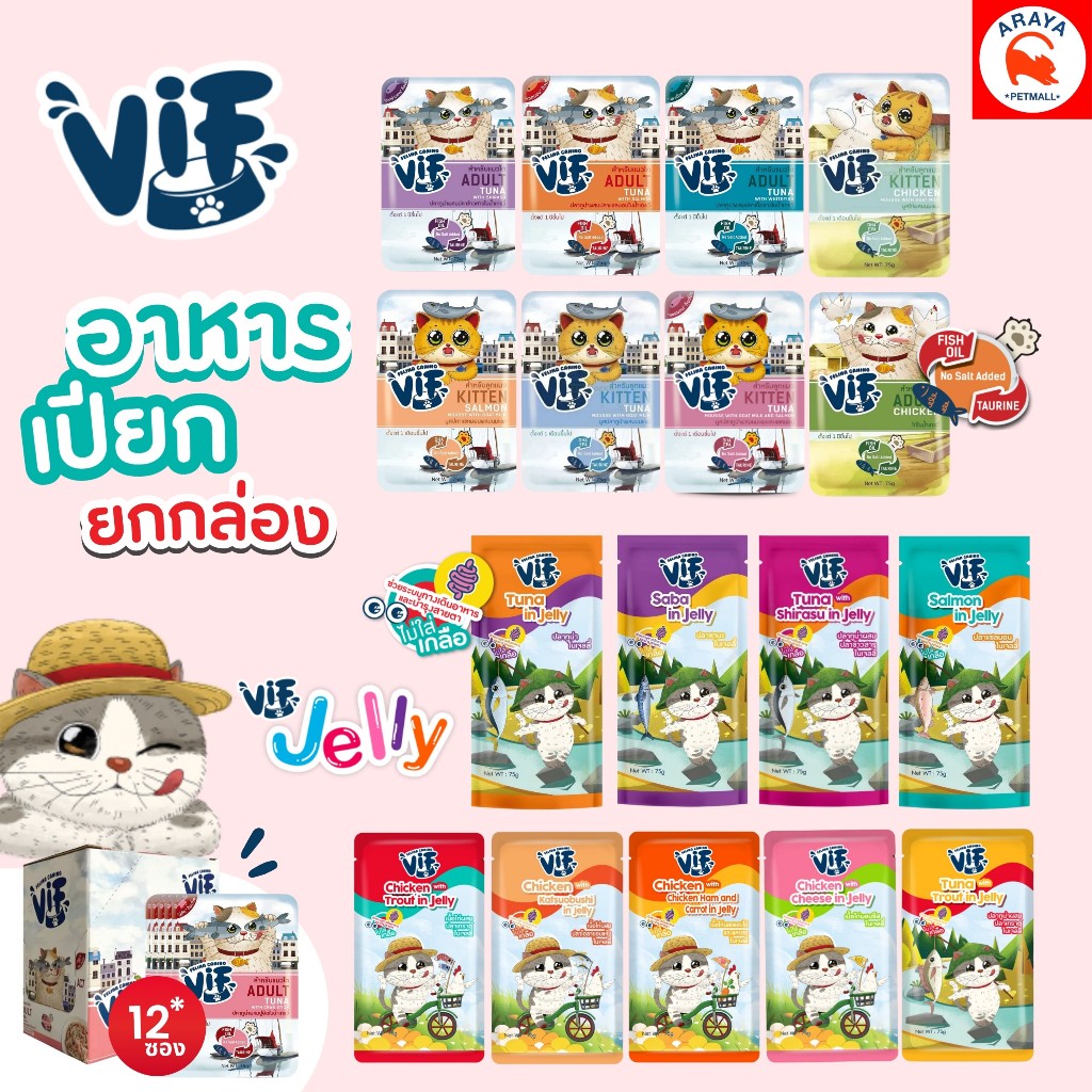 ยกโหล 12ซอง x75g.* Felina Canino VIF อาหารเปียกแมว เฟลินา คานิโน วิฟ ขนาด 75 กรัม