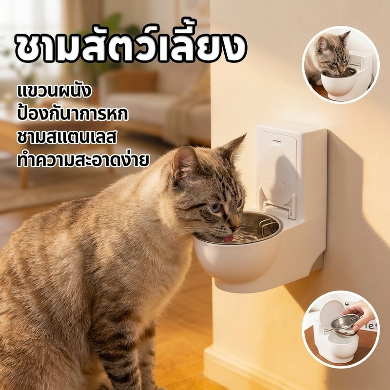 ชามน้ําสัตว์เลี้ยง รูปทรงโถส้วม ปลอดภัยต่อสัตว์เลี้ยง ไม่พลิกคว่ํา สําหรับแมว สุนัข วัสดุคุณภาพสูง
