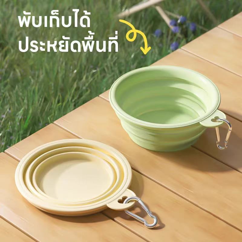 ชามซิลิโคนพับได้ สําหรับสุนัขและแมว พกพาสะดวก ไม่เสียทรง วัสดุปลอดภัย ทําความสะอาดง่าย