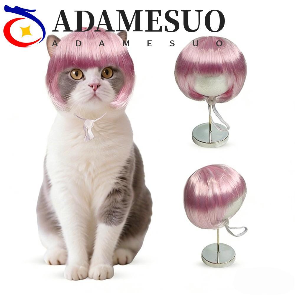 สัตว์เลี้ยง Bob วิกผม, ปรับ Fit กับ Bangs Kitty ผมหยัก, นุ่มสบายสวมใส่คอสเพลย์ Dressing Up สุนัขแมวคอสเพลย์วิกผมบทบาทเล่นสนุก