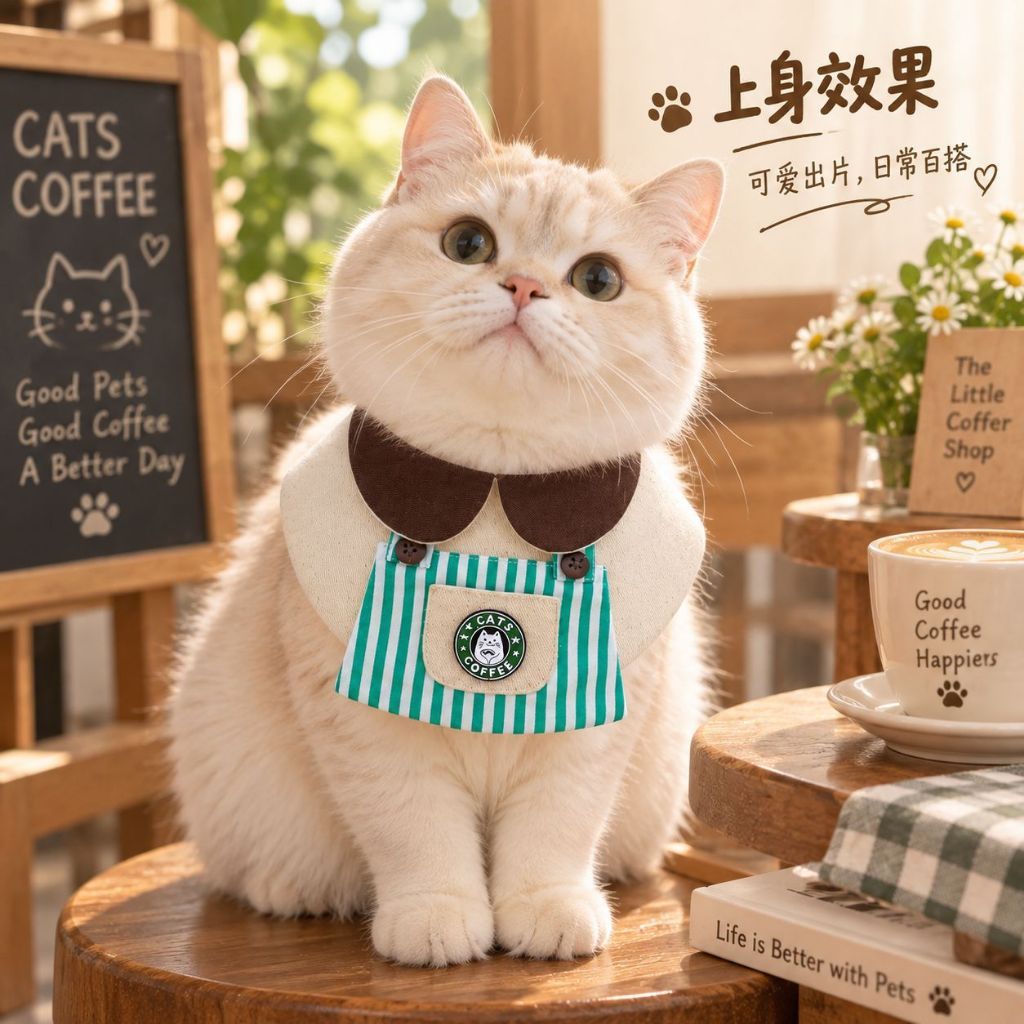 ผ้ากันเปื้อนคนงานสัตว์เลี้ยงแมวสุนัขน้ําลายผ้าขนหนูเอี๊ยมสุนัขขนาดเล็กเท็ดดี้บิชอน คนโง่ สีฟ้าสีขาวน่ารักตกแต่งโบว์ผูก