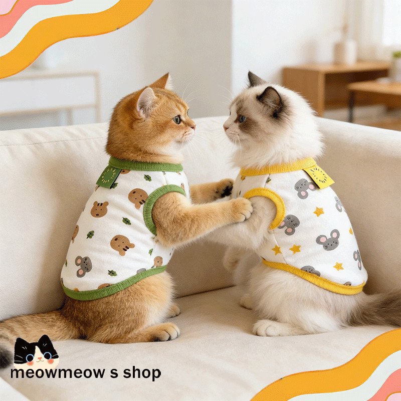 เสื้อกั๊กแมวฤดูร้อน บางเบา ระบายอากาศ😺กันขนร่วง นุ่ม เหมาะแมวอเมริกันช็อต แมวบริติชช็อต แมวสีน้ําเงิน แมวบราเดอร์