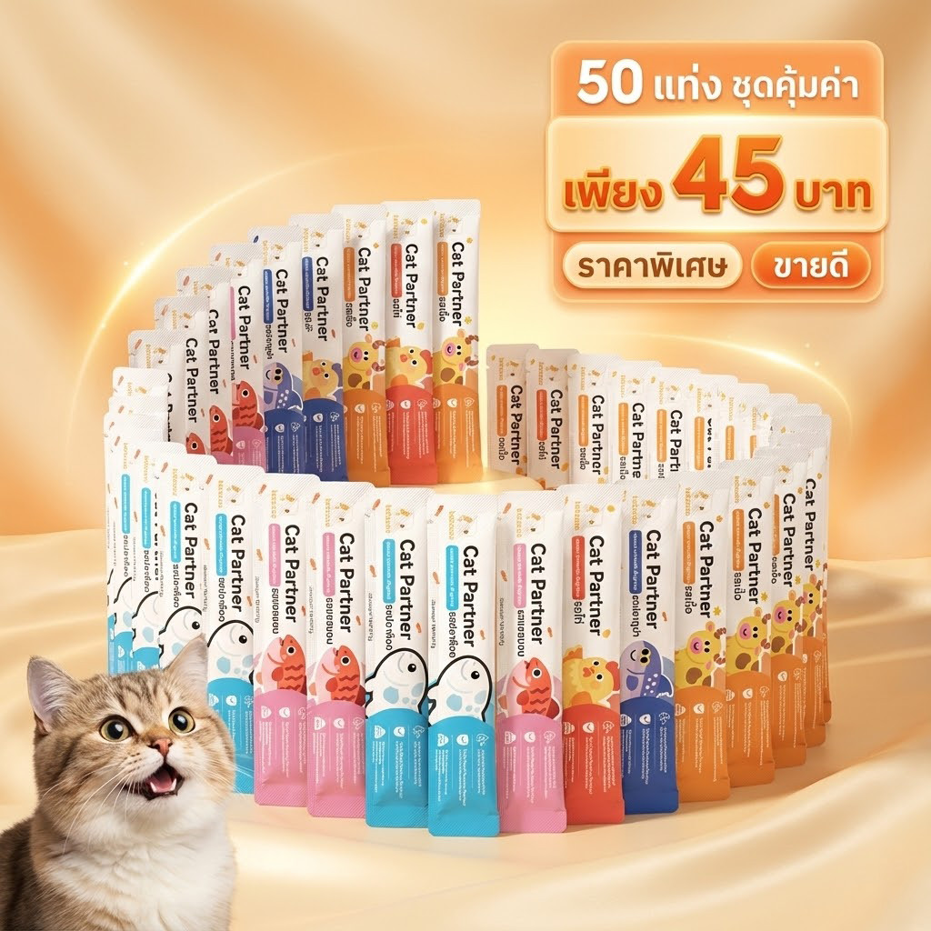 50 ชิ้นแพ็คสุดคุ้ม】Ketzuzu 16gแมวขนมแมวบาร์ เพื่อลูกแมวพิเศษแมวเติมน้ํากระป๋องเสริมโภชนาการสัตว์เลี้ยงผสมรสชาติ