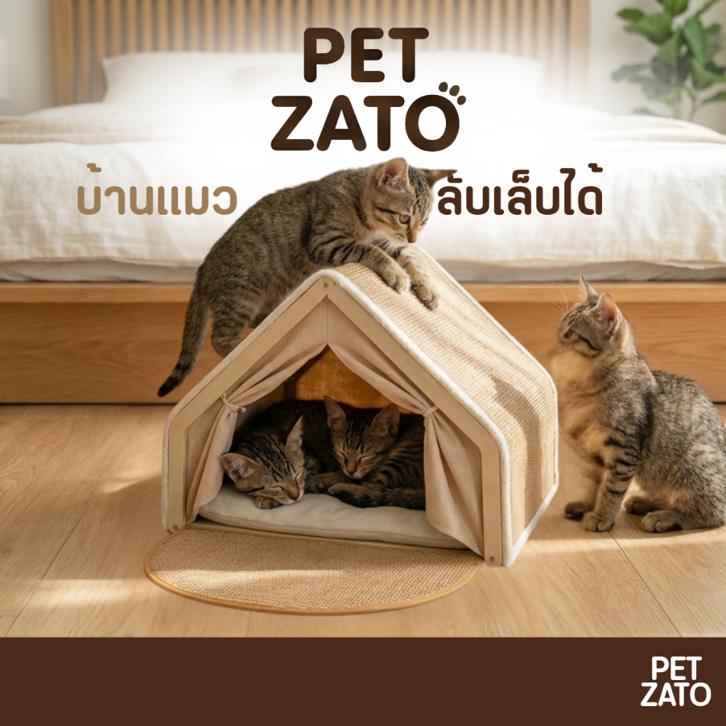 บ้านแมว มีเบาะ ลับเล็บได้ อบอุ่นสไตล์มินิมอล
