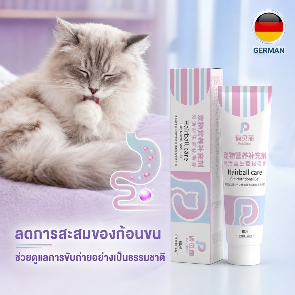 Hairball Care Gel 120g เจลดูแลก้อนขนแมว อาหารเสริมสําหรับแมว ใช้ง่าย