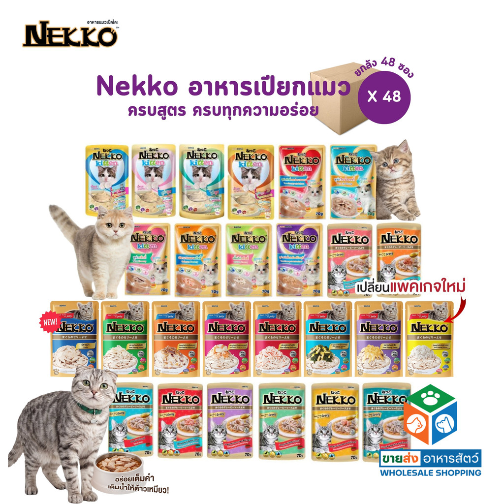 ยกลัง 48 ซอง] Nekko อาหารเปียกแมว เน็กโกะ ไม่คละรส
