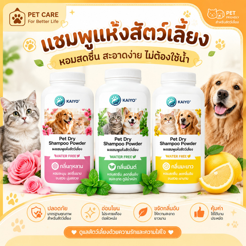 PET CARE】สัตว์เลี้ยงซักแห้งสุนัขแมวสัตว์เลี้ยงผงต่อต้านเห็บหมัด แชมพูแมว แชมพูสุนัขสําหรับสุนัข