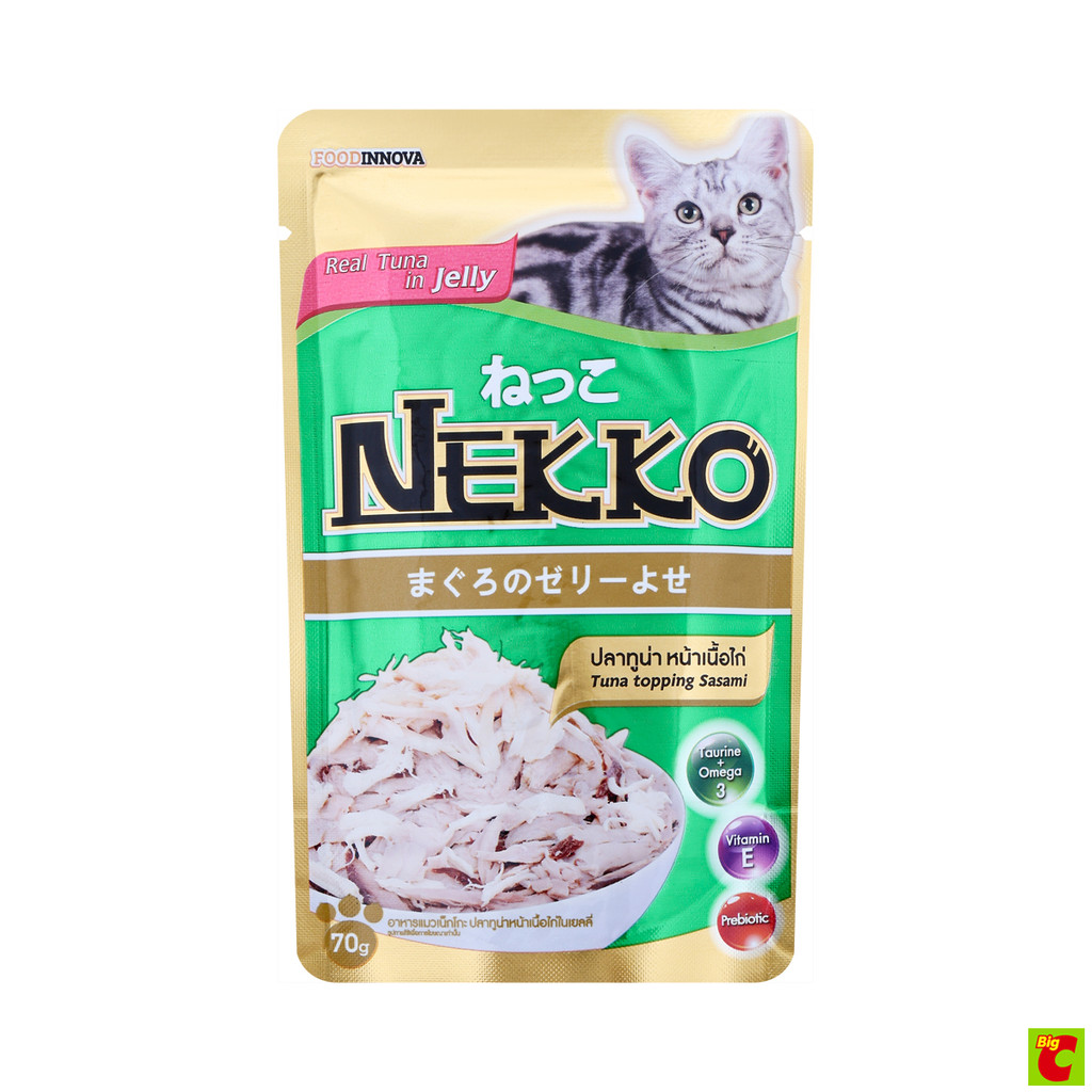 เน็กโกะ อาหารแมว รสปลาทูน่าหน้าเนื้อไก่ในเยลลี่ ขนาด 70 ก