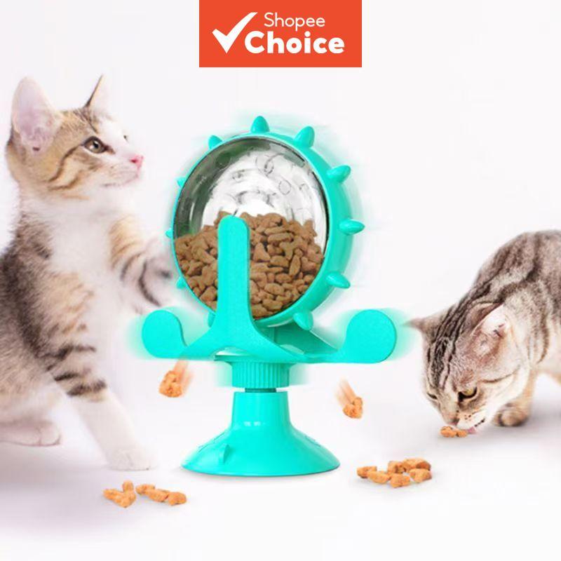 Windmill Treat Dispenser ของเล่นแมว Interactive Slow Feeder ปริศนาสําหรับแมว