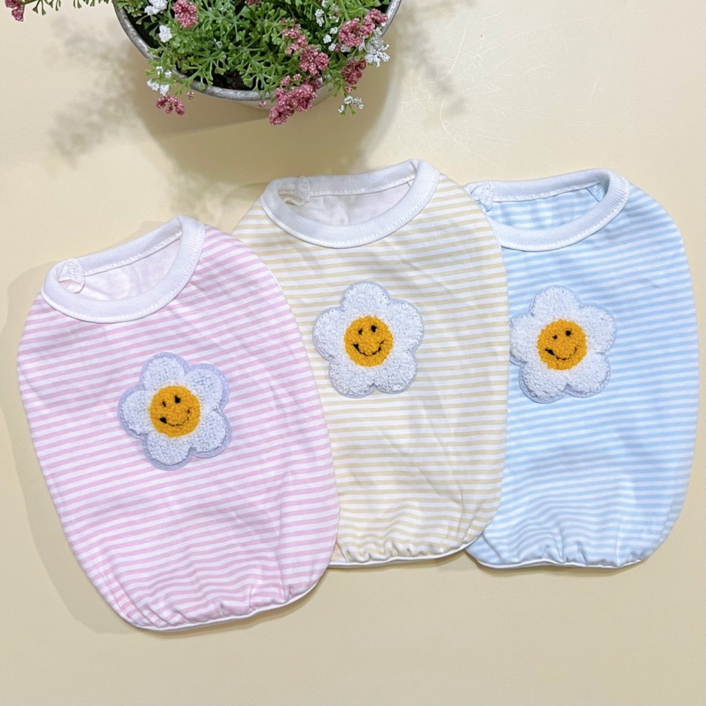 SMMT0826-3 เสื้อยืดน้องหมา-น้องแมว แต่งดอกเดซี่ น่ารักสดใส