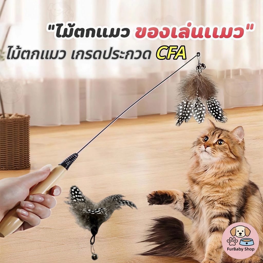 Furbaby】 COD ไม้ตกแมว ไม้ล่อแมว ขนนกสองชั้น กระดิ่งแมว ของเล่นแมว ไม้แมว ของเล่นสัตว์เลี้ยง อุปกรณ์แมว ไม้ขนไก่