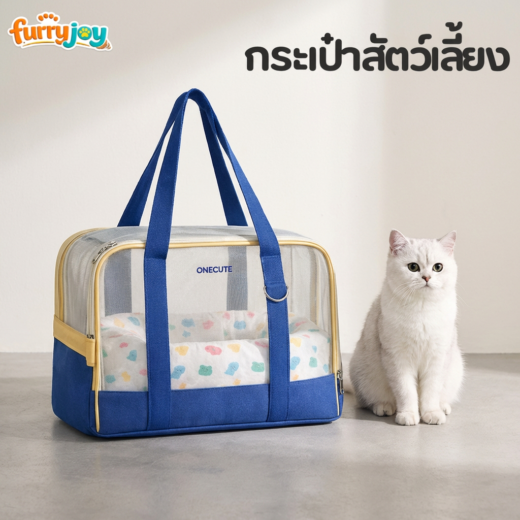 FurryJoy]กระเป๋าใส่สัตว์เลี้ยง กระเป๋าแมวสุนัข ระบายอากาศ 360° พับเก็บได้ น้ําหนักเบา พกพาสะดวก สําหรับแมวสุนัข