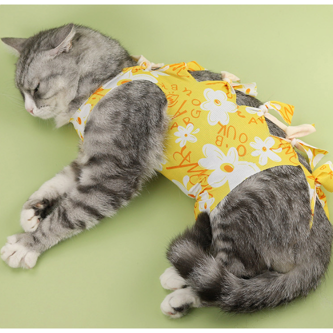 PP-2370 เสื้อผ่าตัดแมว เสื้อหย่านม ป้องกันการเลียแผล ระบายอากาศดี ช่วยดูแลน้องแมวหลังผ่าตัด
