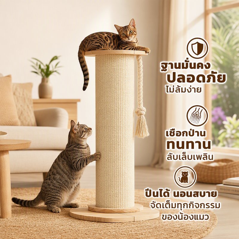 ที่ลับเล็บแมว เสาลับเล็บแมว คอนโดแมว ของเล่นแมว ฐานมั่นคง วัสดุแข็งแรง ประกอบง่าย