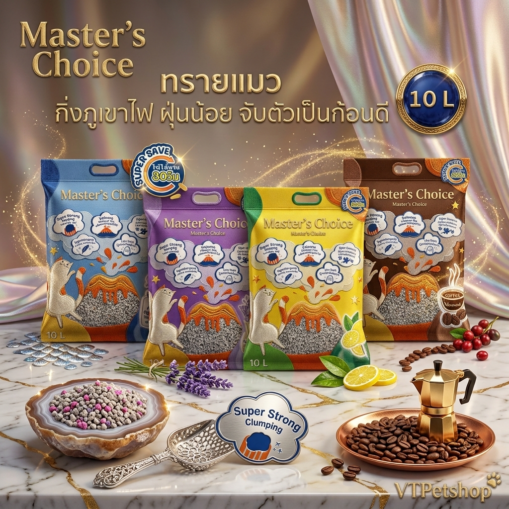 10L) ค่าส่งถูก Master's Choice ทรายแมวกึ่งภูเขาไฟ ปราศจากฝุ่น จับตัวเป็นก้อนเร็ว ไม่ติดก้นกระบะ ขนาด 10 L