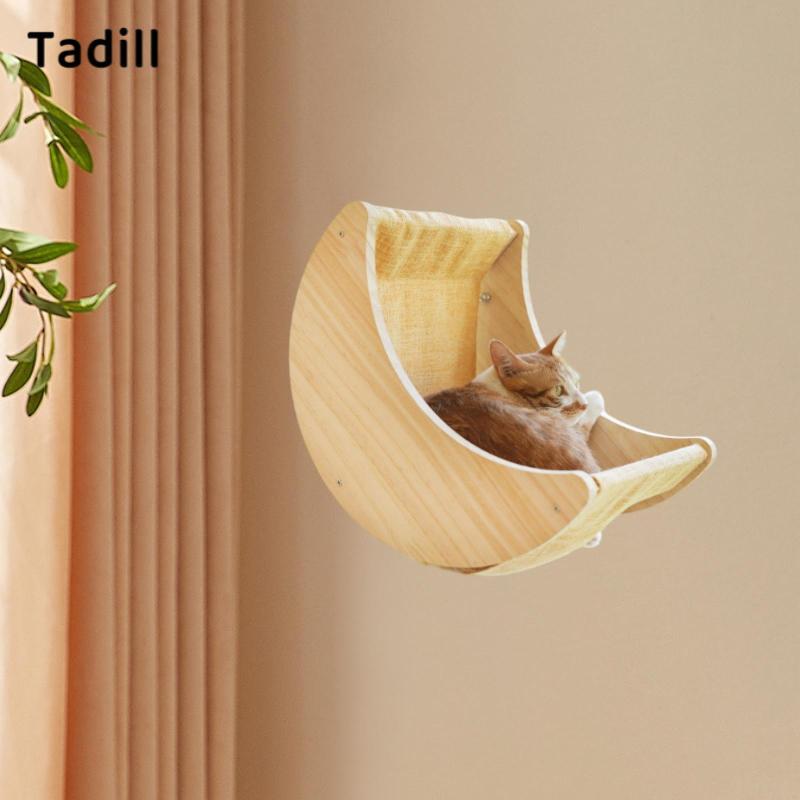 negjsg] Cat Window Hammock Pet Perches Moon ชั้นวางของประหยัดพื้นที่ในร่มแขวนดูด