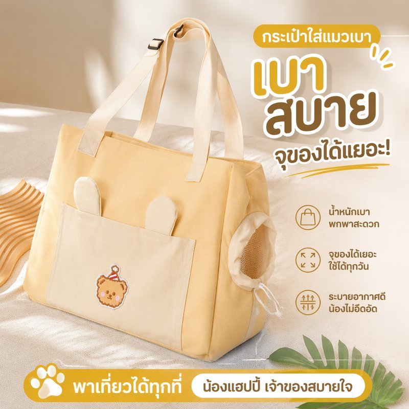 กระเป๋าใส่แมว กระเป๋าใส่สุนัข กระเป๋าสัตว์เลี้ยง พกพา ระบายอากาศ ดีไซน์น่ารัก ความจุสูง