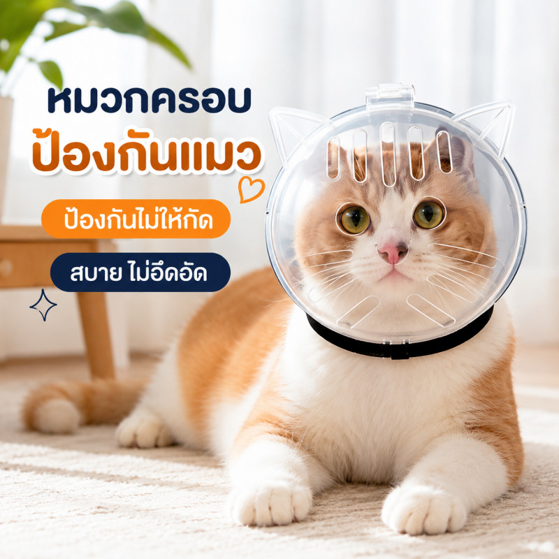ที่ครอบปากแมว หน้ากากอวกาศ หน้ากากหมวก ป้องกันการกัด ระบายอากาศได้ดี ตัดเล็บของคุณ