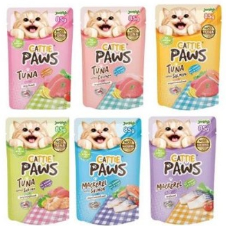 สูตรใหม่ 1ซอง อาหารแมว Cattie Paws น้ําหนัก 85g./ซอง อาหารเปียก