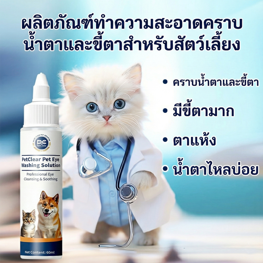 แบรนด์เยอรมัน PetClear ผลิตภัณฑ์ดูแลดวงตาสัตว์เลี้ยง สารสกัดธรรมชาติ ล้างฝุ่นละออง 24 ชม