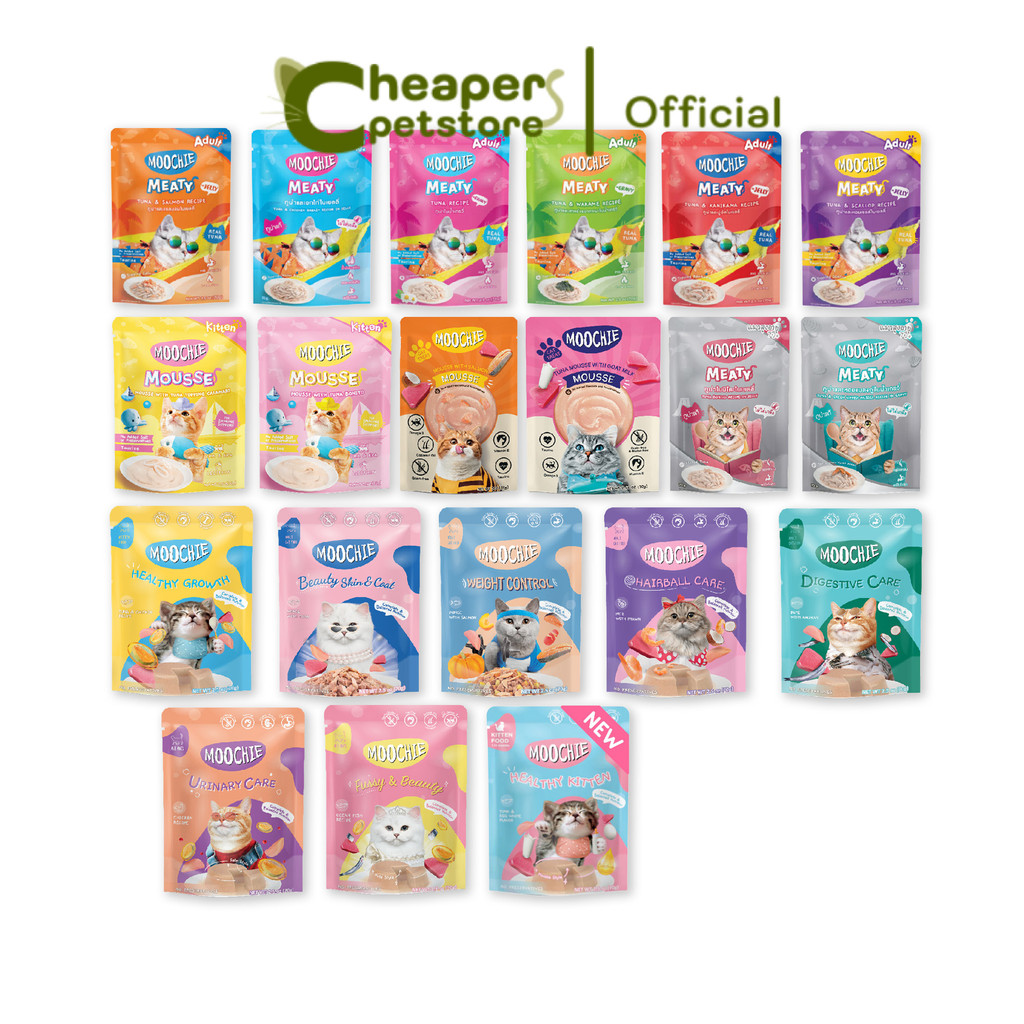 อาหารเปียกแมวมูชี่ [1 ซอง] Moochie โภชนาการครบถ้วน สําหรับลูกแมว แมวโต เพาซ์ 70 กรัม(g.)