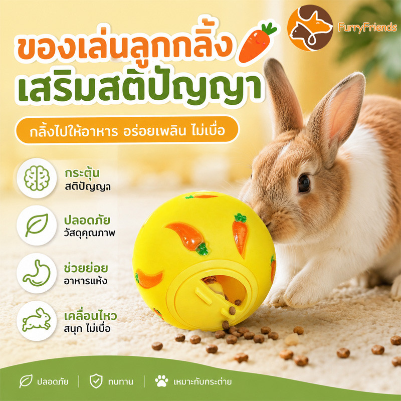 ของเล่นกระต่าย ลูกบอลฝึกสมองกระต่ายแบบปล่อยอาหาร เล่นเงียบ ได้รับความสนใจอย่างต่อเนื่อง